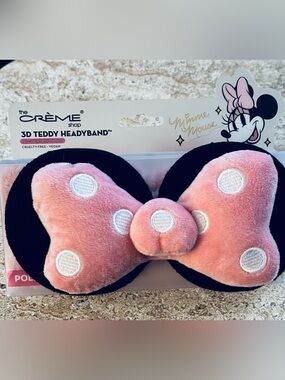 The Crème Shop Minnie Mouse 3D Teddy Headband in Pink & Black NEW